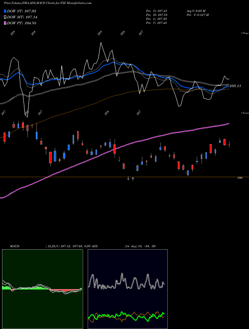 MACD charts various settings share FXE Euro Trust AMEX Stock exchange 