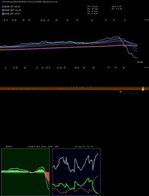 MACD charts various settings share HOML Etracs Monthly Reset 2Xleverage AMEX Stock exchange 