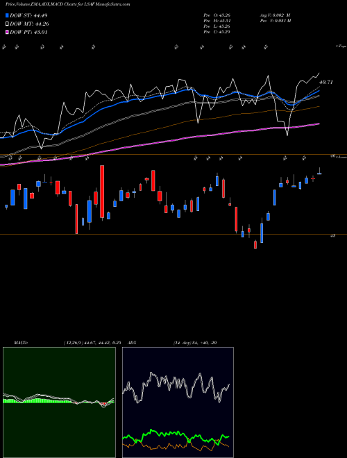 MACD charts various settings share LSAF Leadershares Alphafactor US Core Equity ETF AMEX Stock exchange 