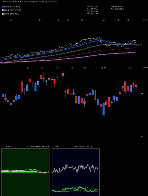 MACD charts various settings share WTMF Wisdomtree Managed Futures Strategy Fund AMEX Stock exchange 