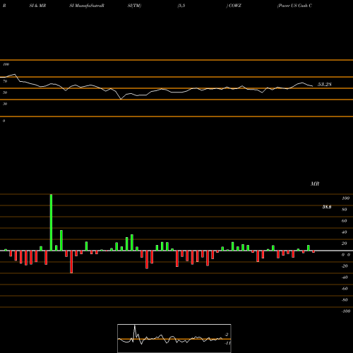 RSI & MRSI charts Pacer US Cash Cows 100 ETF COWZ share AMEX Stock Exchange 