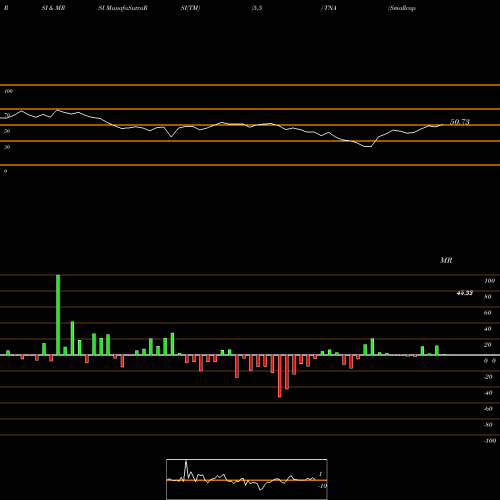 RSI & MRSI charts Smallcap Bull 3X Direxion TNA share AMEX Stock Exchange 