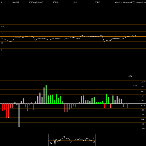 RSI & MRSI charts Cambria Cannabis ETF TOKE share AMEX Stock Exchange 