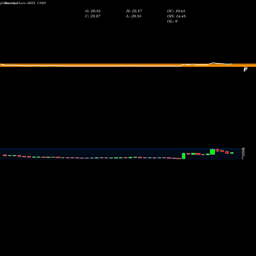 Monthly charts share CNBS Amplify Seymour Cannabis ETF AMEX Stock exchange 