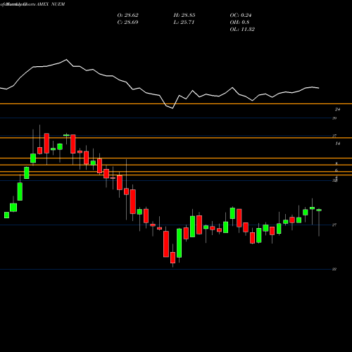 Monthly charts share NUEM Nushares ESG Emerging Markets Equity ETF AMEX Stock exchange 