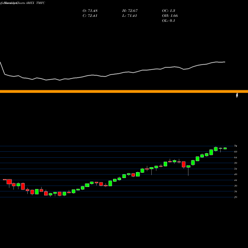 Monthly charts share TMFC Motley Fool 100 Index ETF AMEX Stock exchange 