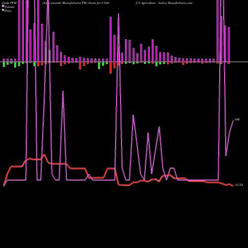 PVM Price Volume Measure charts US Agriculture Index USAG share AMEX Stock Exchange 