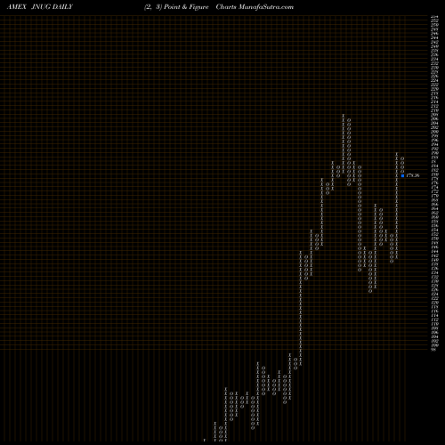 Free Point and Figure charts Direxion Daily Junior Gold Mine JNUG share AMEX Stock Exchange 