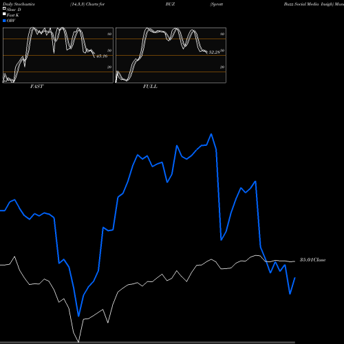 Stochastics Fast,Slow,Full charts Sprott Buzz Social Media Insigh BUZ share AMEX Stock Exchange 