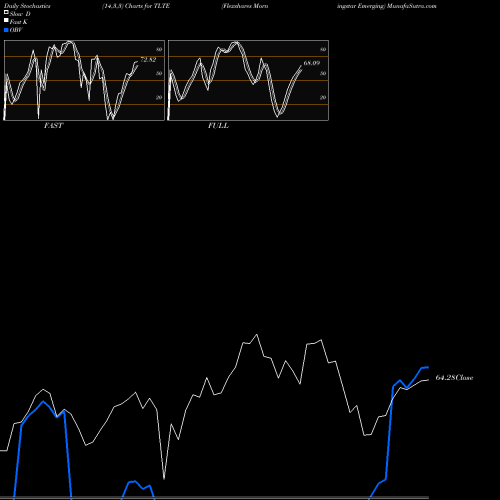 Stochastics Fast,Slow,Full charts Flexshares Morningstar Emerging TLTE share AMEX Stock Exchange 