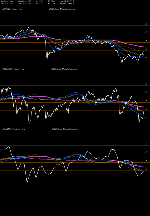 Trend of Market Vectors BIZD TrendLines Market Vectors Bdc Income ETF BIZD share AMEX Stock Exchange 