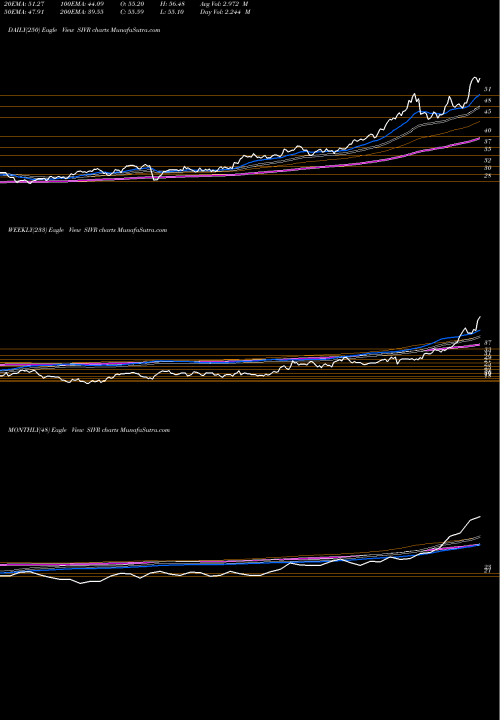 Trend of Physical Silver SIVR TrendLines Physical Silver SIVR share AMEX Stock Exchange 