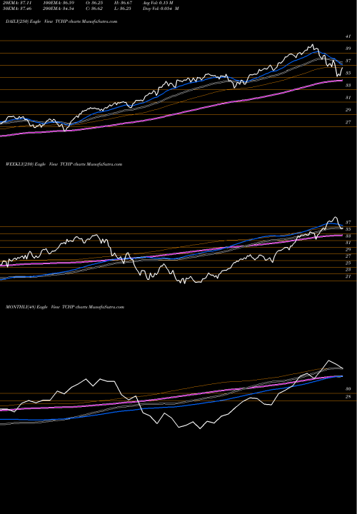 Trend of T Rowe TCHP TrendLines T. Rowe Price Blue Chip Growth ETF TCHP share AMEX Stock Exchange 