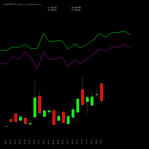 NATGASMINI 310 CE CALL indicators chart analysis  options price chart strike 310 CALL