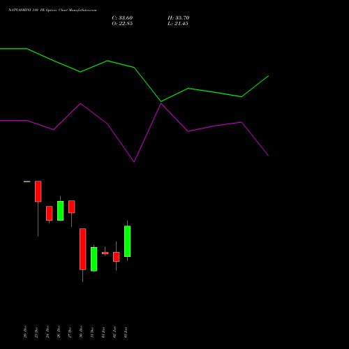 NATGASMINI 310 PE PUT indicators chart analysis  options price chart strike 310 PUT