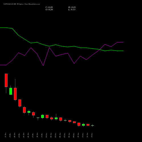 NATURALGAS 200 PE PUT indicators chart analysis NATURAL GAS options price chart strike 200 PUT