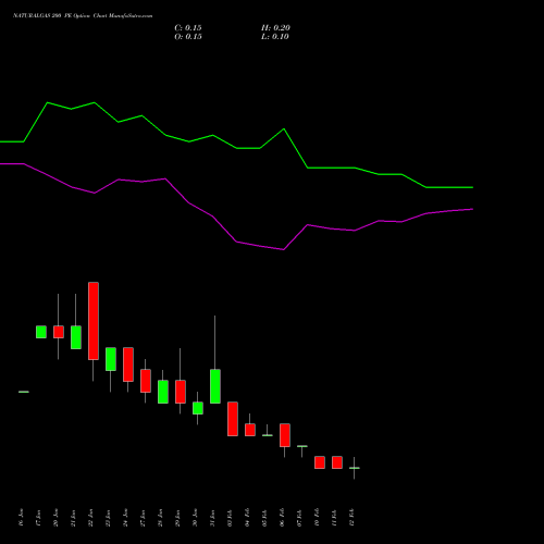 NATURALGAS 200 PE PUT indicators chart analysis NATURAL GAS options price chart strike 200 PUT