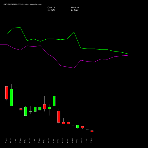 NATURALGAS 220 PE PUT indicators chart analysis NATURAL GAS options price chart strike 220 PUT