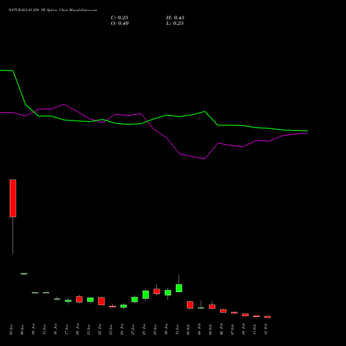 NATURALGAS 250 PE PUT indicators chart analysis NATURAL GAS options price chart strike 250 PUT