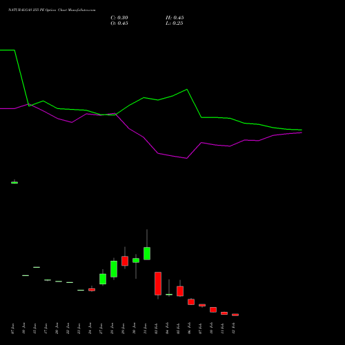 NATURALGAS 255 PE PUT indicators chart analysis NATURAL GAS options price chart strike 255 PUT