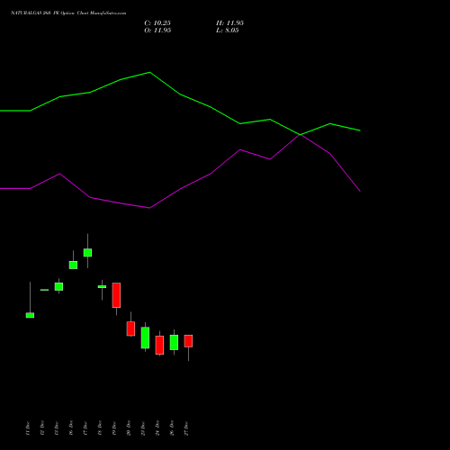 NATURALGAS 260 PE PUT indicators chart analysis NATURAL GAS options price chart strike 260 PUT