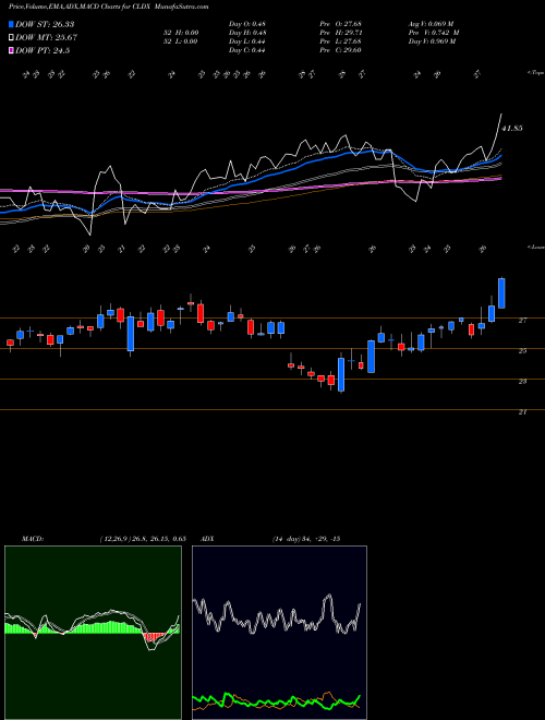 Munafa Celldex Therapeutics, Inc. (CLDX) stock tips, volume analysis, indicator analysis [intraday, positional] for today and tomorrow