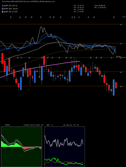 MACD charts various settings share GINNIFILA_BE Ginnifilaments Ltd. NSE Stock exchange 