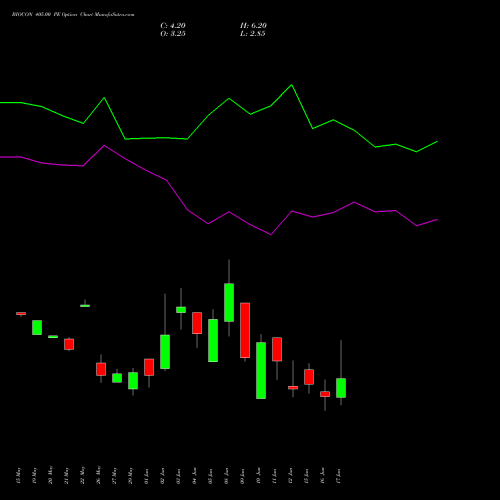 BIOCON 405.00 PE (PUT) 30 June 2026 options price chart analysis Biocon Limited 