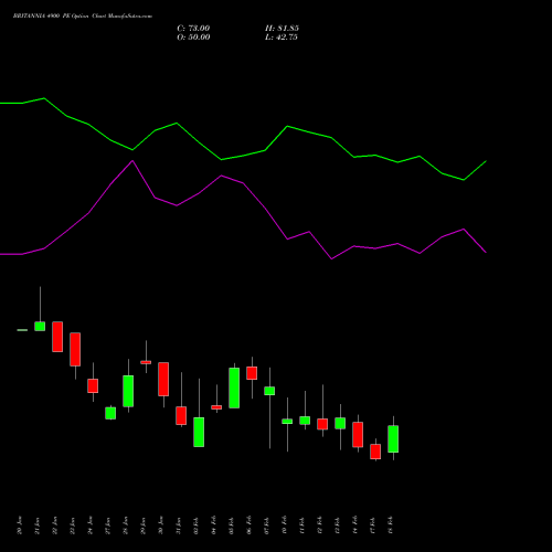 BRITANNIA 4900 PE PUT indicators chart analysis Britannia Industries Limited options price chart strike 4900 PUT