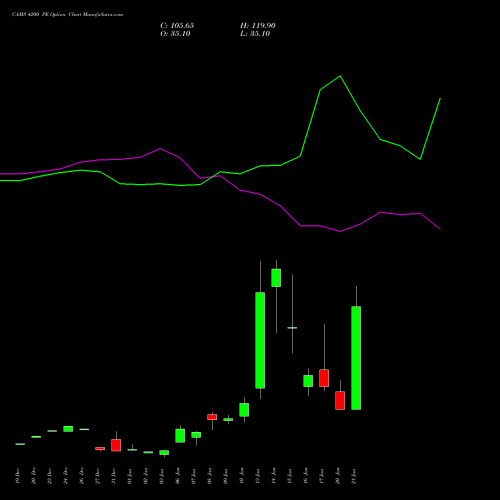 CAMS 4200 PE PUT indicators chart analysis Computer Age Mngt Ser Ltd options price chart strike 4200 PUT