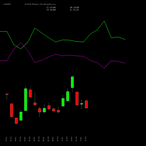 COALINDIA 427.50 PE (PUT) 24 February 2026 options price chart analysis Coal India Limited 