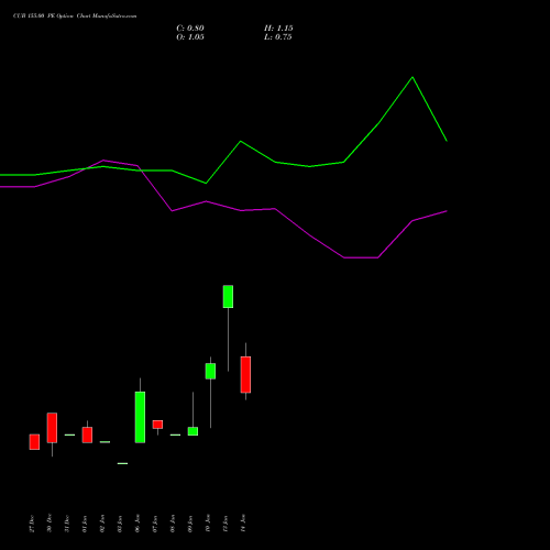 CUB 155.00 PE PUT indicators chart analysis City Union Bank Limited options price chart strike 155.00 PUT