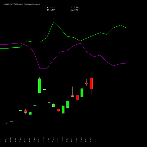 GMRAIRPORT 75 PE PUT indicators chart analysis Gmr Airports Limited options price chart strike 75 PUT