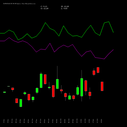 NATIONALUM 195 PE PUT indicators chart analysis National Aluminium Company Limited options price chart strike 195 PUT