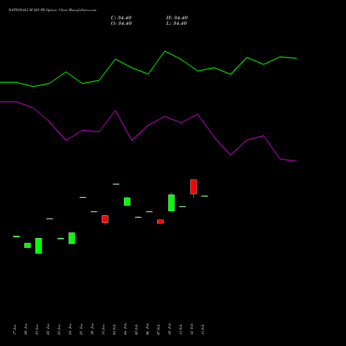 NATIONALUM 225 PE PUT indicators chart analysis National Aluminium Company Limited options price chart strike 225 PUT