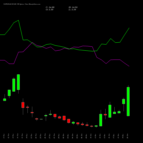 NATIONALUM 230 PE PUT indicators chart analysis National Aluminium Company Limited options price chart strike 230 PUT