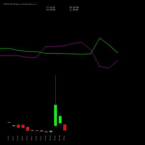 NIFTY 23100 PE PUT indicators chart analysis Nifty 50 options price chart strike 23100 PUT