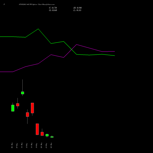 PATANJALI 445 PE (PUT) 26 May 2026 options price chart analysis Patanjali Foods Limited 
