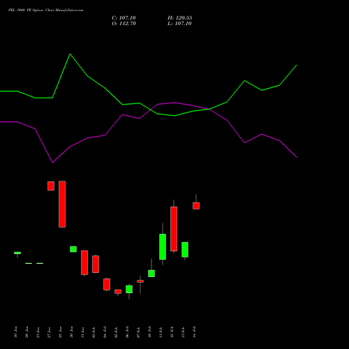 PEL 1040 PE PUT indicators chart analysis Piramal Enterprises Limited options price chart strike 1040 PUT