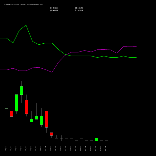 POWERGRID 220 PE (PUT) 24 February 2026 options price chart analysis Power Grid Corporation of India Limited 