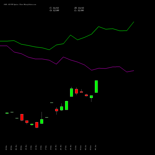 SAIL 125 PE PUT indicators chart analysis Steel Authority of India Limited options price chart strike 125 PUT