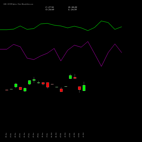 SAIL 135 PE PUT indicators chart analysis Steel Authority of India Limited options price chart strike 135 PUT