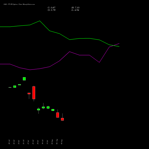 SAIL 175 PE (PUT) 25 August 2026 options price chart analysis Steel Authority of India Limited 