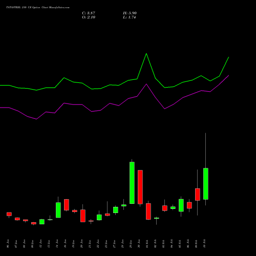 TATASTEEL 210 CE (CALL) 24 February 2026 options price chart analysis Tata Steel Limited 