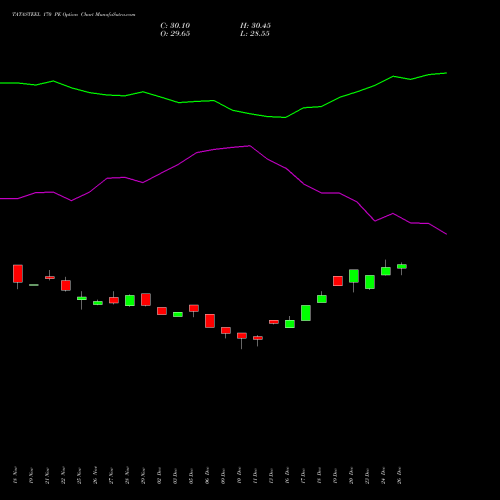 TATASTEEL 170 PE PUT indicators chart analysis Tata Steel Limited options price chart strike 170 PUT