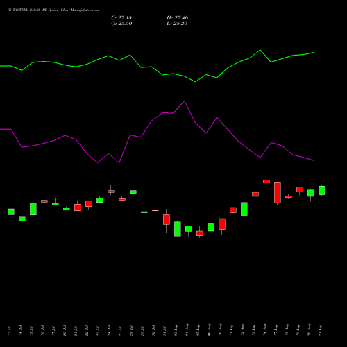 TATASTEEL 210.00 PE (PUT) 25 August 2026 options price chart analysis Tata Steel Limited 