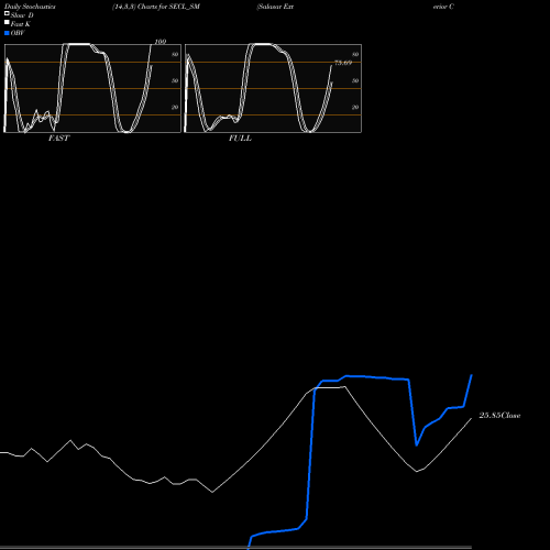 Stochastics Fast,Slow,Full charts Salasar Exterior Cont Ltd SECL_SM share NSE Stock Exchange 