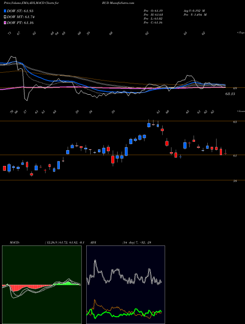 MACD charts various settings share BUD Anheuser-Busch Inbev SA NYSE Stock exchange 