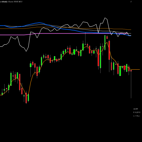 Weekly charts share MUI Blackrock Muni Intermediate Duration Fund Inc NYSE Stock exchange 